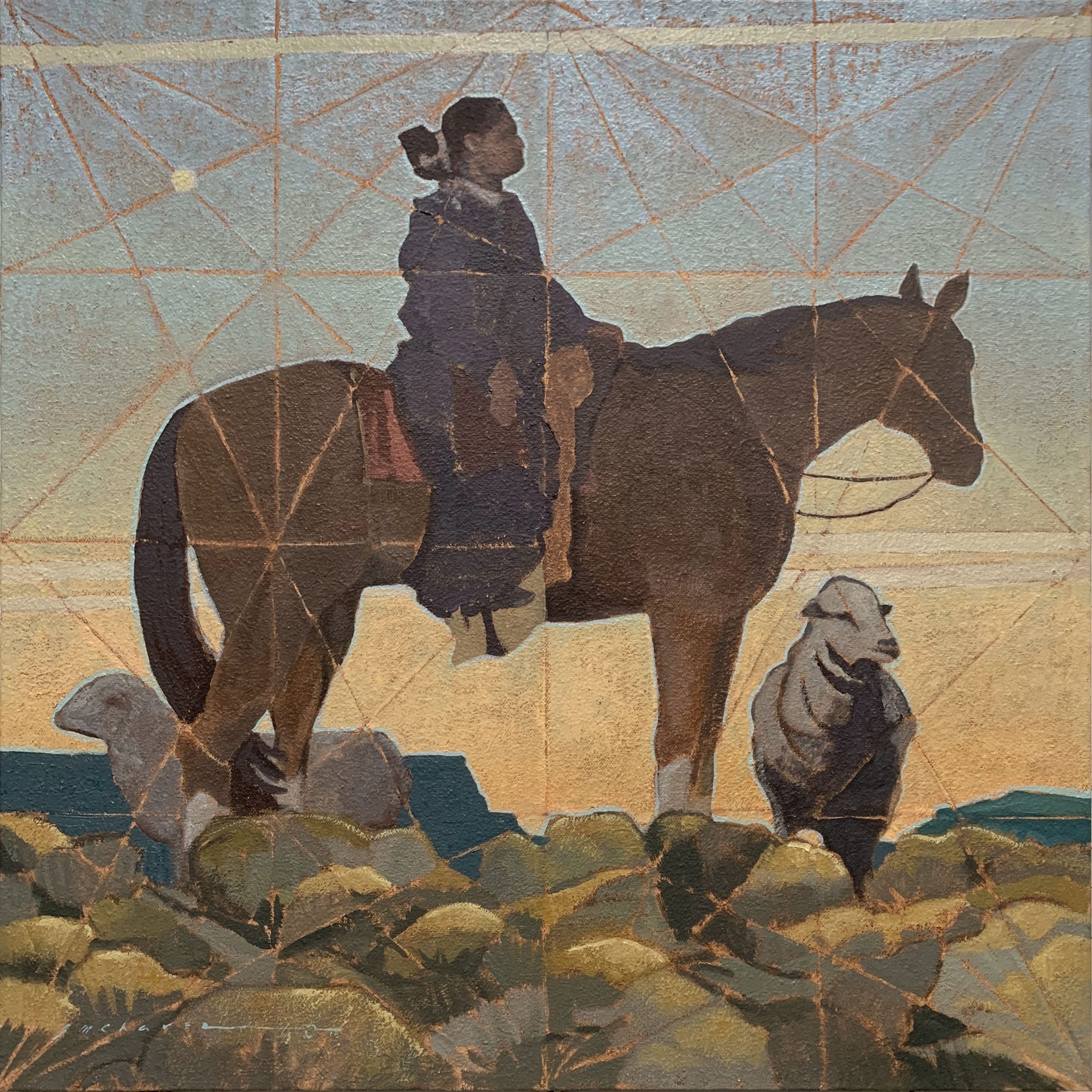 Painting of Navajo on Horse