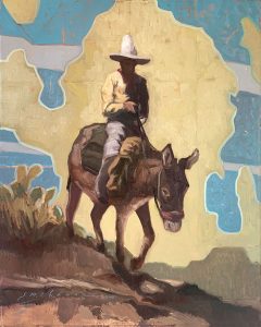 painting of man on burro